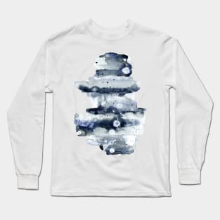 Indigo Abstract Watercolor Long Sleeve T-Shirt